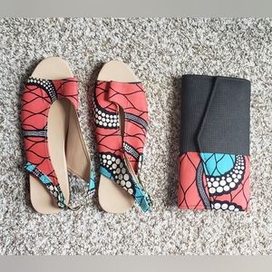 Beautiful African print hand made slippers and clutch set